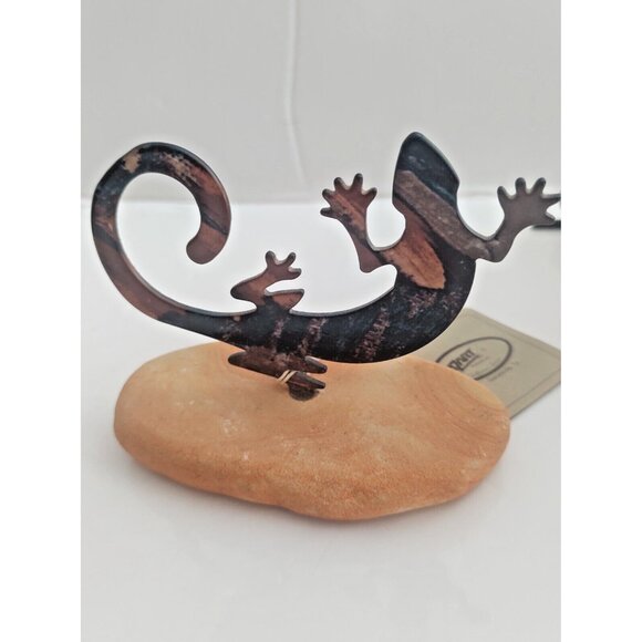 Lazart Texas USA Copper double sided Story Gecko Lizard on Sandstone Base - Picture 15 of 15
